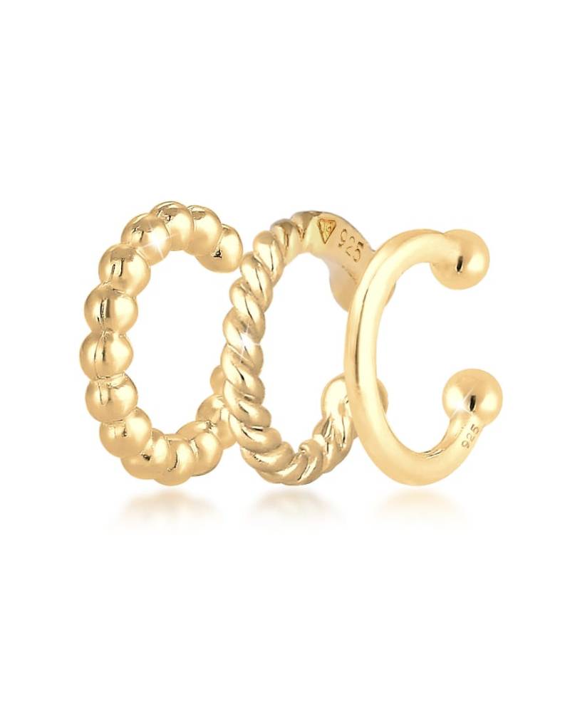 Elli - Goldfarbene Damen-Ohrclips aus 925er Sterlingsilber im minimalistischen Geo-Design, Trio-Set von Elli