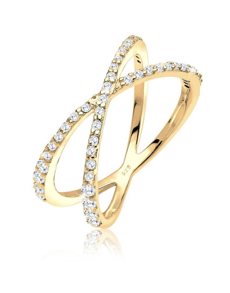 Elli - Goldfarbener Ring aus 925er Sterlingsilber mit Zirkoniasteinen von Elli