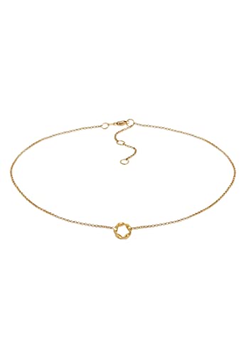 Elli Halskette Choker Erbskette Kreis Design Twisted 375 Gelbgold von Elli