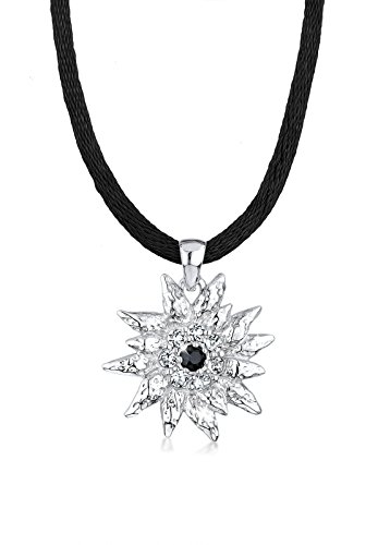 Elli Halskette Damen Anhänger Edelweiss mit Kristallen in 925 Sterling Silber von Elli