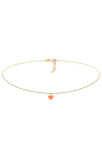 Elli Halskette Damen Choker Herz Anhänger Trend Blogger mit Emaille in 925 Sterling Silber von Elli