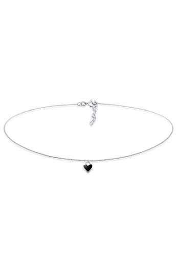 Elli Halskette Damen Choker Herz Anhänger Trend Blogger mit Emaille in 925 Sterling Silber von Elli