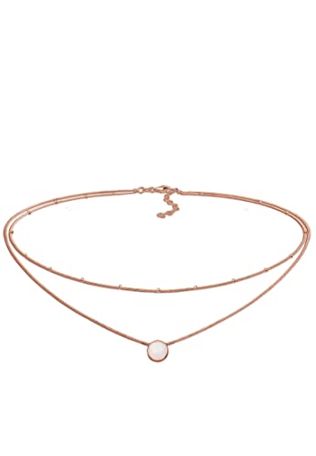 Elli Halskette Damen Choker Kugel Layer Trend mit Synthetischem Opal in 925 Sterling Silber Vergoldet von Elli