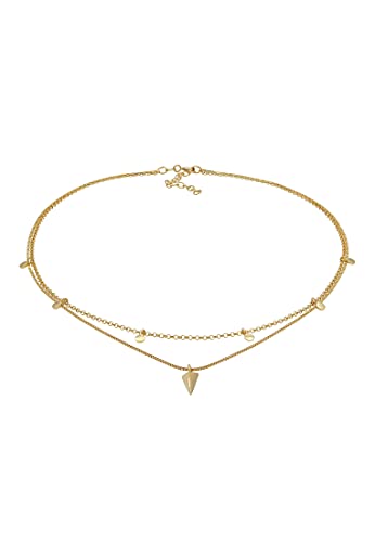 Elli Halskette Damen Choker Layer Disc Dreieck Geo in 925 Sterling Silber vergoldet von Elli