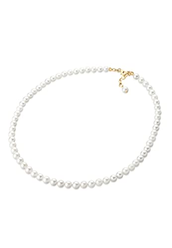 Elli Halskette Damen Edel Braut Schlicht mit Muschelkernperlen in 925 Sterling Silber von Elli