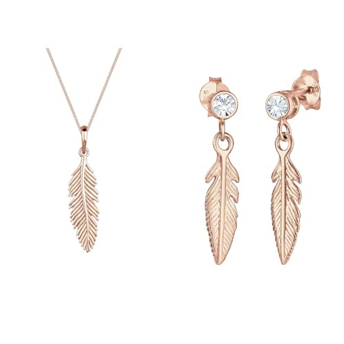 Elli Halskette Damen Feder Anhänger Boho Festival in 925 Sterling Silber & Ohrringe Damen Ohrhänger Feder Boho mit Kristall in 925 Sterling Silber Elli Halskette Damen Feder Anhänger Boho Festival in 925 Sterling Silber & Ohrringe Damen Ohrhänger Feder Boho mit Kristall in 925 Sterling Silber von Elli