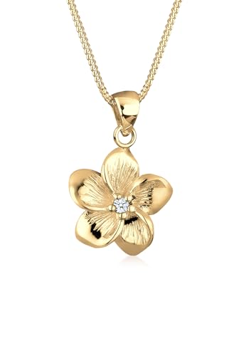 Elli Halskette Damen Frangipani Blüte mit Diamant (0.03 ct) in 925 Sterling Silber von Elli