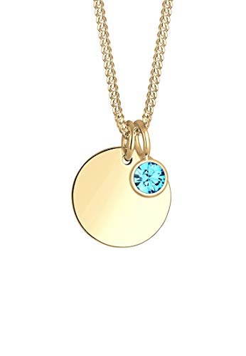 Elli Halskette Damen Geburtsstein März mit Kristalle in 925 Sterling Silber vergoldet von Elli