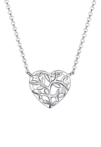 Elli Halskette Damen Herz Anhänger Lebensbaum Symbol filigran in 925 Sterling Silber von Elli