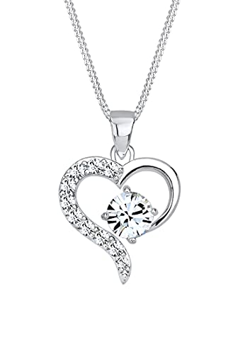 Elli Halskette Damen Herz Liebe mit Kristallen in 925 Sterling Silber von Elli