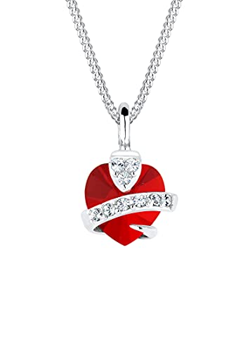 Elli Halskette Damen Herz mit Kristall in 925 Sterling Silber von Elli