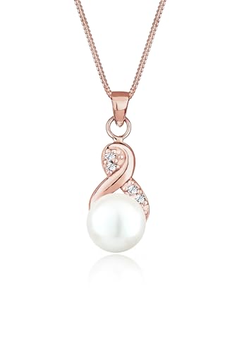 Elli Halskette Damen Infinity Perle mit Kristalle in 925 Sterling Silber von Elli