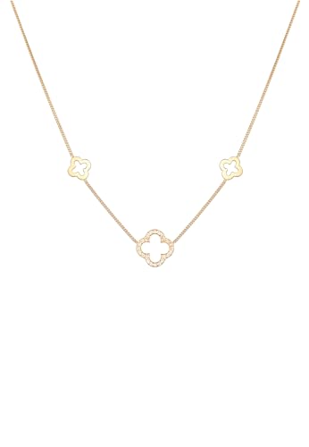 Elli Halskette Damen Kleeblatt Symbol Glück mit Zirkonia in 925 Sterling Silber von Elli