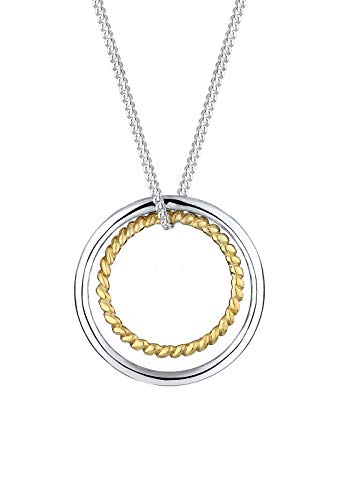Elli Damen Schmuck Halskette Extra Lange Kette Geo Basic Kreise Silber 925 Vergoldet Länge 80 cm von Elli