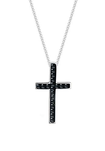 Elli Halskette Damen Kreuz Anhänger Elegant mit schwarzen Kristallen aus 925 Sterling Silber von Elli