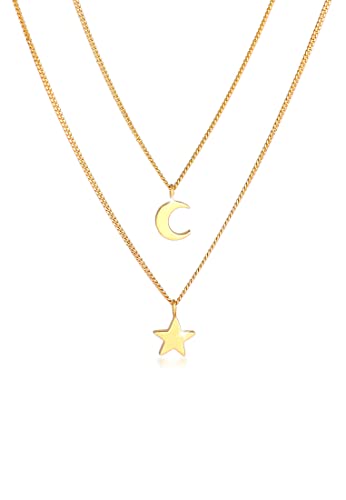 Elli Halskette Damen Layer Stern Mond Astro 2-lagig Trend aus 925 Sterling Silber von Elli