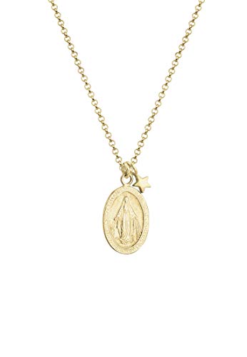 Elli Halskette Silber 925 Vergoldet 24K Marienbild Stern Anhänger Kette Damen Schmuck Geschenke für Frauen Mädchen Mama Freundin, Vintage Silberkette Länge 45 cm Elli Halskette Silber 925 Vergoldet 24K Marienbild Stern Anhänger Kette Damen Schmuck Geschenke für Frauen Mädchen Mama Freundin, Vintage Silberkette Länge 45 cm von Elli