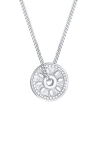Elli Halskette Silber 925 Vintage Coin Münze Anhänger Kette Damen Schmuck Geschenke für Frauen Mädchen Mama Freundin, Silberkette Länge 42 cm von Elli
