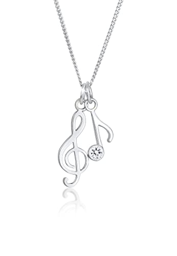 Elli Halskette Damen Notenschlüssel Anhänger Musik Symbol Filigran mit Kristallen aus 925 Sterling Silber von Elli