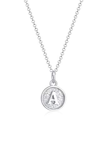 Elli Halskette Damen Plättchen Initalien Buchstabe A Minimal aus 925 Sterling Silber von Elli