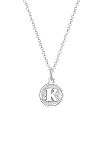 Elli Halskette Damen Plättchen Initialien Buchstabe K Minimal aus 925 Sterling Silber von Elli