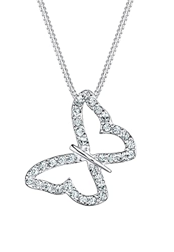 Elli Halskette Damen Schmetterling mit Kristalle in 925 Sterling Silber von Elli