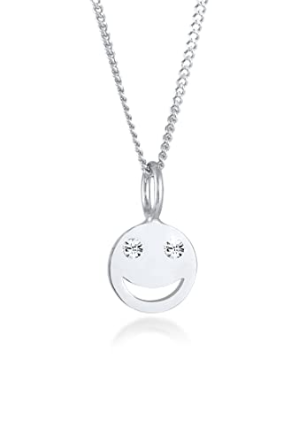 Elli Halskette Damen mit Smiling Anhänger und Kristallen aus 925 Sterling Silber von Elli