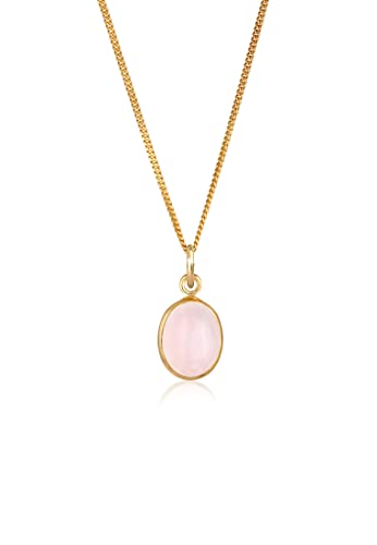 Elli Halskette Damen Solitär Anhänger Basic Elegant mit Rosenquarz in 925 Sterling Silber von Elli