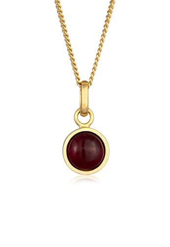 Elli Halskette Damen Solitär Basic Rund mit Granat Edelstein in 925 Sterling Silber vergoldet Elli Halskette Damen Solitär Basic Rund mit Granat Edelstein in 925 Sterling Silber vergoldet von Elli