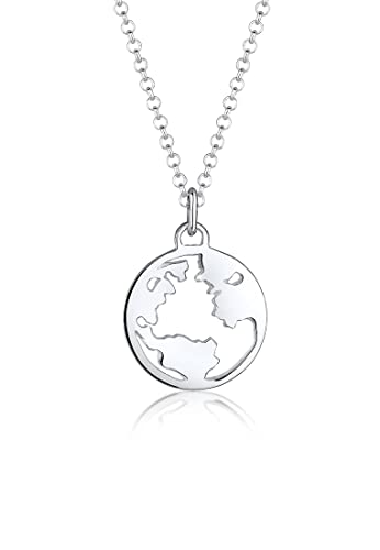 Elli Halskette Damen Weltkugel Globus Wanderlust Reisen in 925 Sterling Silber von Elli