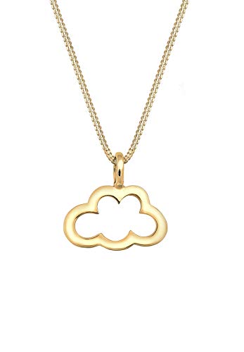 Elli Halskette Damen Wolke Anhänger Cut Out Trend Cloud in 925 Sterling Silber vergoldet von Elli