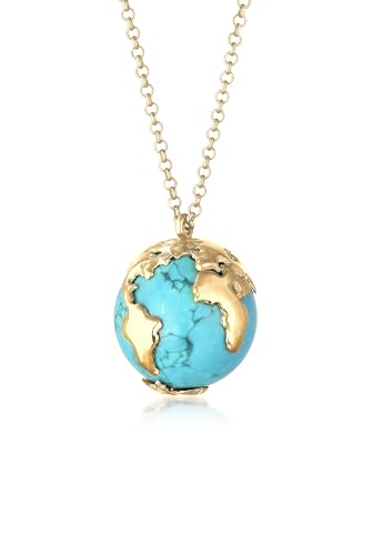 Elli Halskette Damen mit Anhäbger Weltkugel Howlith in 925 Sterling Silber von Elli