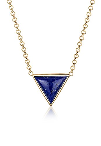 Elli Halskette Damen mit Anhänger Triangle Lapis Lazuli im Geo Look in 925 Sterling Silber vergoldet 45 cm lang von Elli