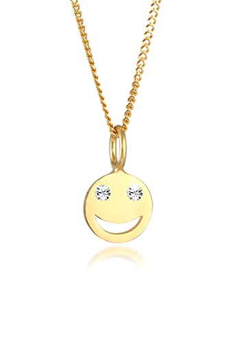 Elli Halskette Damen mit Smiling Anhänger und Kristallen aus 925 Sterling Silber von Elli