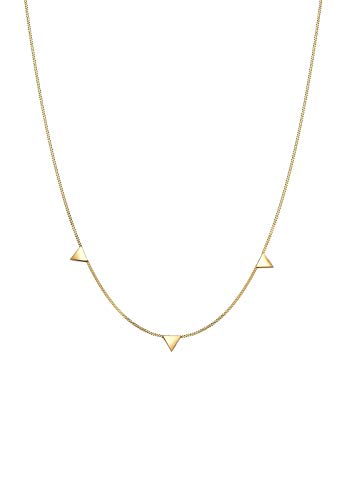 Elli Halskette Silber 925 Vergoldet 24K Dreieck Trio Plättchen Anhänger Kette Damen Schmuck Geschenke für Frauen Mädchen Mama Freundin, Geo Silberkette Länge 40 cm von Elli