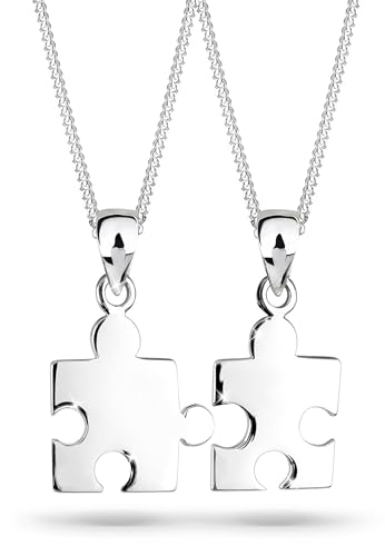 Elli Halskette Damen Puzzlestück Anhänger Set Partner Verbundenheit in 925 Sterling Silber von Elli
