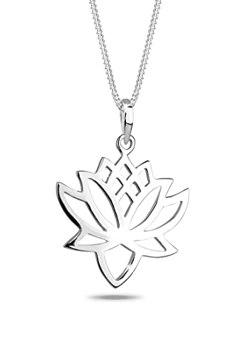 Elli Damen Schmuck Halskette mit Anhänger Lotusblüte Talisman Blume Blüte Silber, 2.2 cm x 2.8 cm Elli Damen Schmuck Halskette mit Anhänger Lotusblüte Talisman Blume Blüte Silber, 2.2 cm x 2.8 cm von Elli