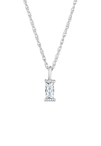 Elli Halskette Silber 925 Soliär Stein Rechteck Anhänger Kette Damen Zirkonia Kristall Schmuck Geschenke für Frauen Mädchen Mama Freundin, Silberkette Länge 45 cm von Elli