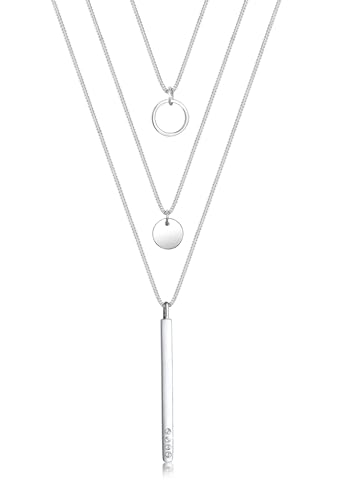 Elli Halskette Damen Geo Kreis Stab Layer mit Kristallen in 925 Sterling Silber von Elli