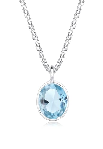 Elli Halskette Damen Solitär Anhänger Elegant mit Topas Hellblau in 925 Sterling Silber von Elli