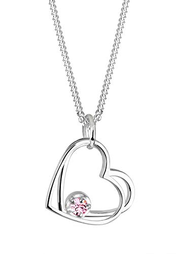 Elli Halskette Damen Herz Anhänger Symbol Liebe Solitär mit blauem Kristall in 925 Sterling Silber von Elli