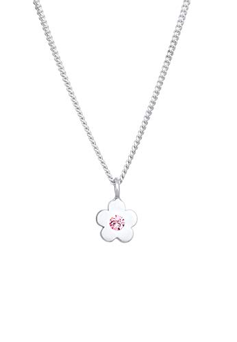 Elli Halskette Kinder Blumen Anhänger mit Kristallen aus 925 Sterling Silber Rosé Vergoldet von Elli