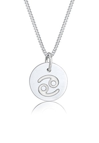 Elli Halskette Silber 925 Sternzeichen Krebs Anhänger Horoskop Kette Damen Graviert Schmuck Geschenke für Frauen Mädchen Mama Freundin, Astro Silberkette Länge 45 cm von Elli