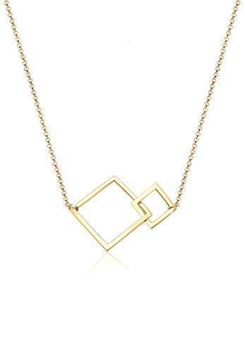 Elli Damen-Kette mit Anhänger Geo Viereck 925 Silber teilvergoldet 45 cm - 0101213017_45 von Elli