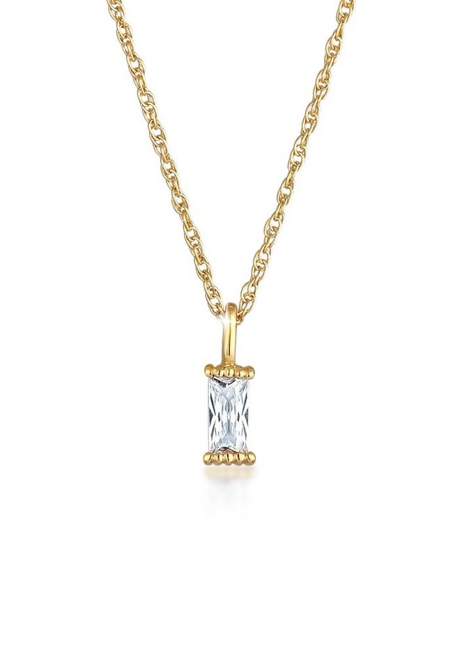 Elli Kette mit Anhänger Anhänger Solitär Zirkonia Rechteck 925 Silber von Elli
