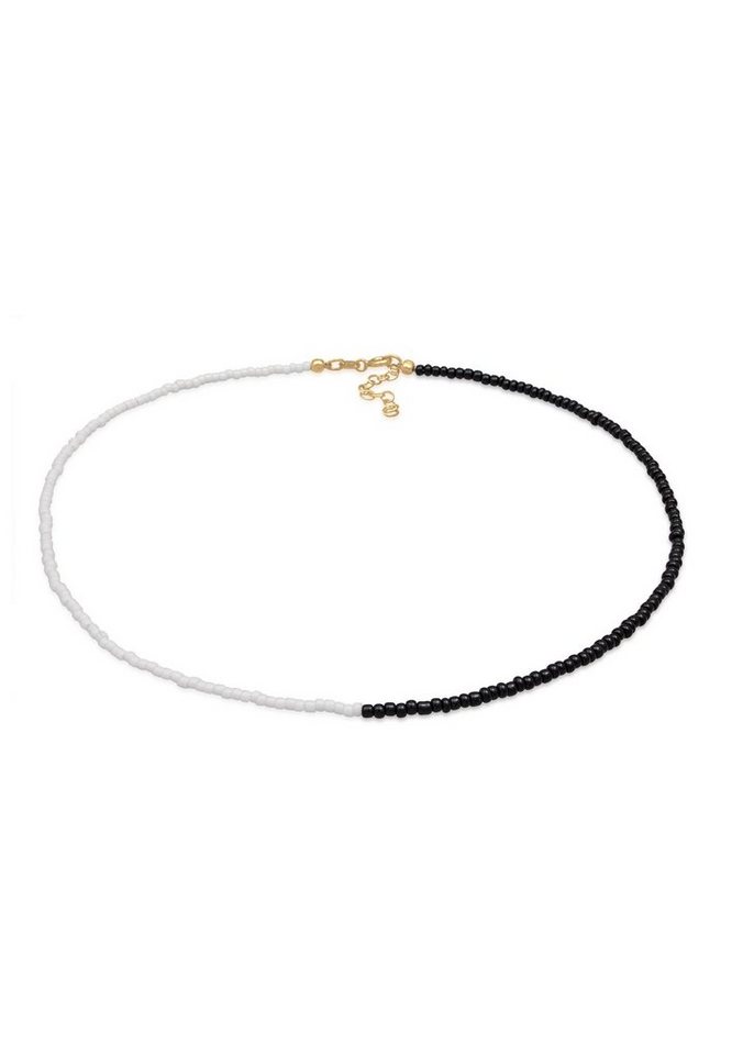 Elli Kette mit Anhänger Choker Glasperlen Ying Yang 925 Silber von Elli