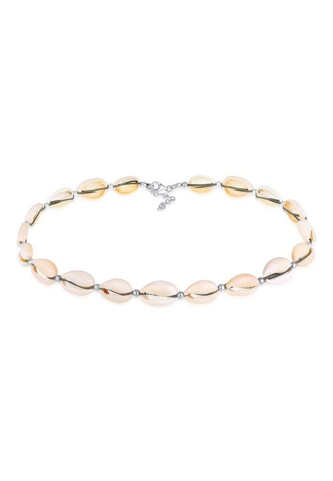 Elli Kette mit Anhänger Choker Kauri Muscheln Beach 925 Silber vergoldet von Elli
