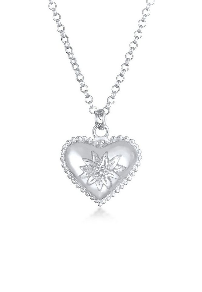 Elli Kette mit Anhänger Elli Halskette Edelweiss Herz Dirndl Look 925 Silber von Elli