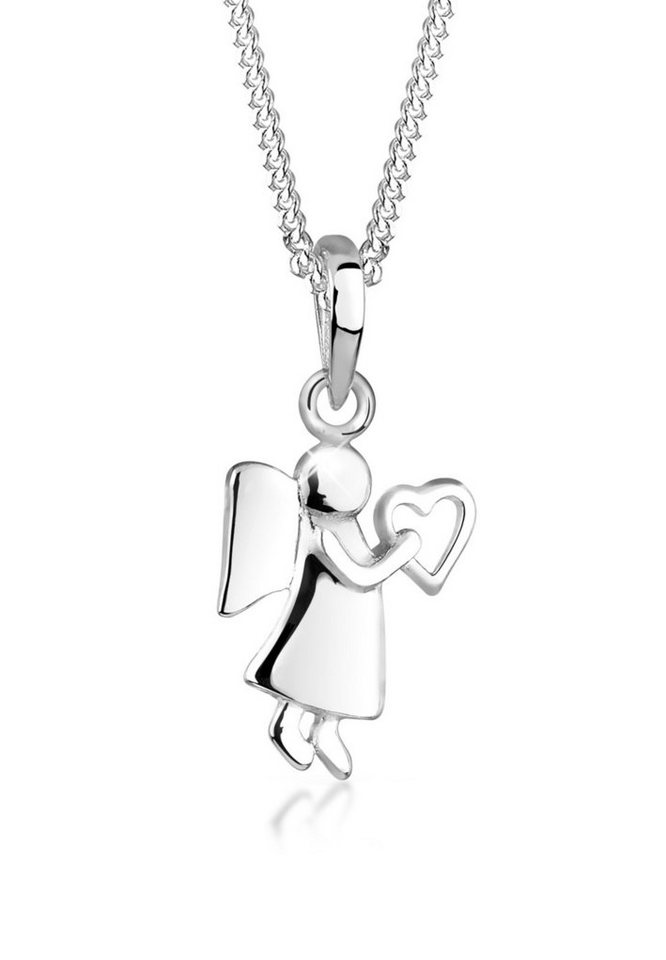 Elli Kette mit Anhänger Engel Herz Glücksbringer Symbol 925 Silber, Engel von Elli