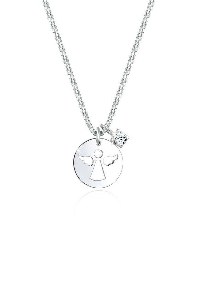 Elli Kette mit Anhänger Engel Weiß 925 Sterling Silber, mit Kristallen von Swarovski®, Engel von Elli
